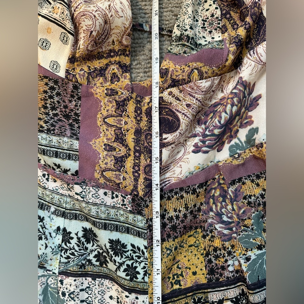 Free People Margarita Patchwork Jumpsuit 4 Boho Hippie Festival Paisley Wide Leg - Picture 16 of 16
